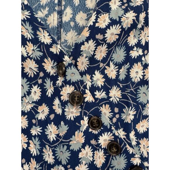 Madewell Floral Button Wrap Mini Dress Womans 10 French Blue Boho Cottagecore‎ - Picture 8 of 15